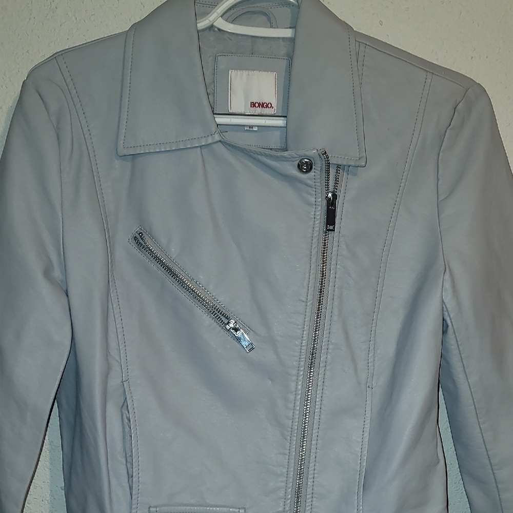 BONGO Gray Leather Moto Jacket